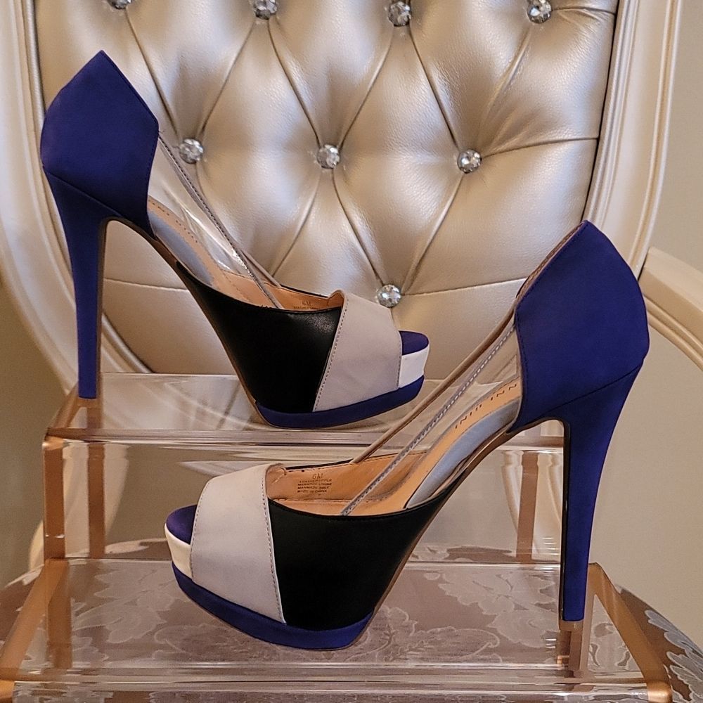 COPY - Gianni Bini Black & Blue Leather Suede Heels